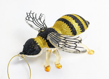 Bumble Bee Glass Christmas Ornament