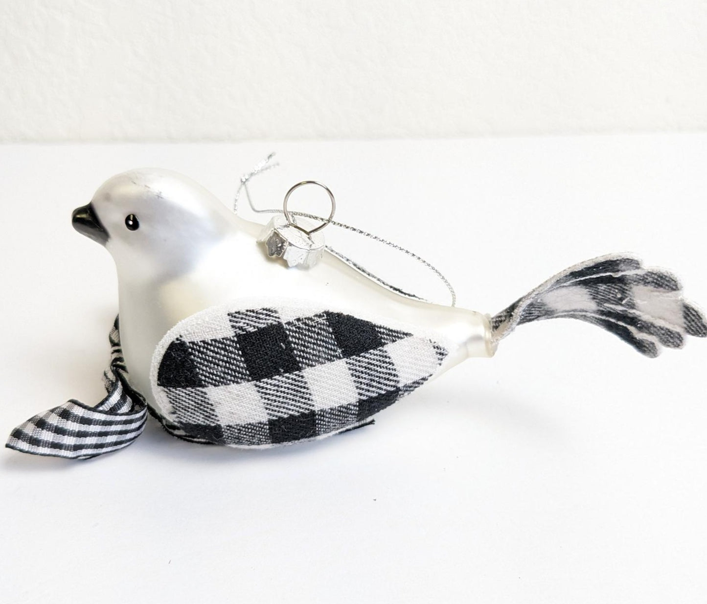 Robert Stanley Silver Bird Glass Christmas Ornament