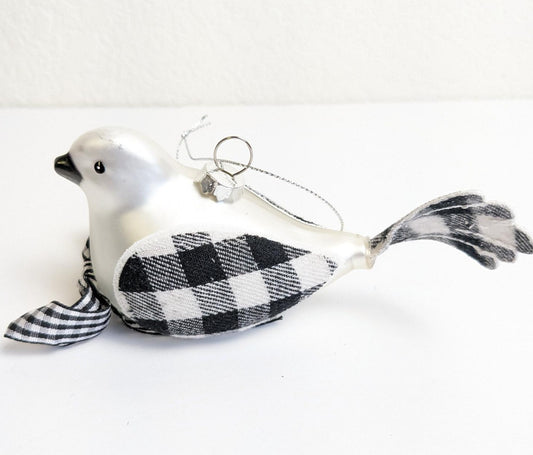 Robert Stanley Silver Bird Glass Christmas Ornament