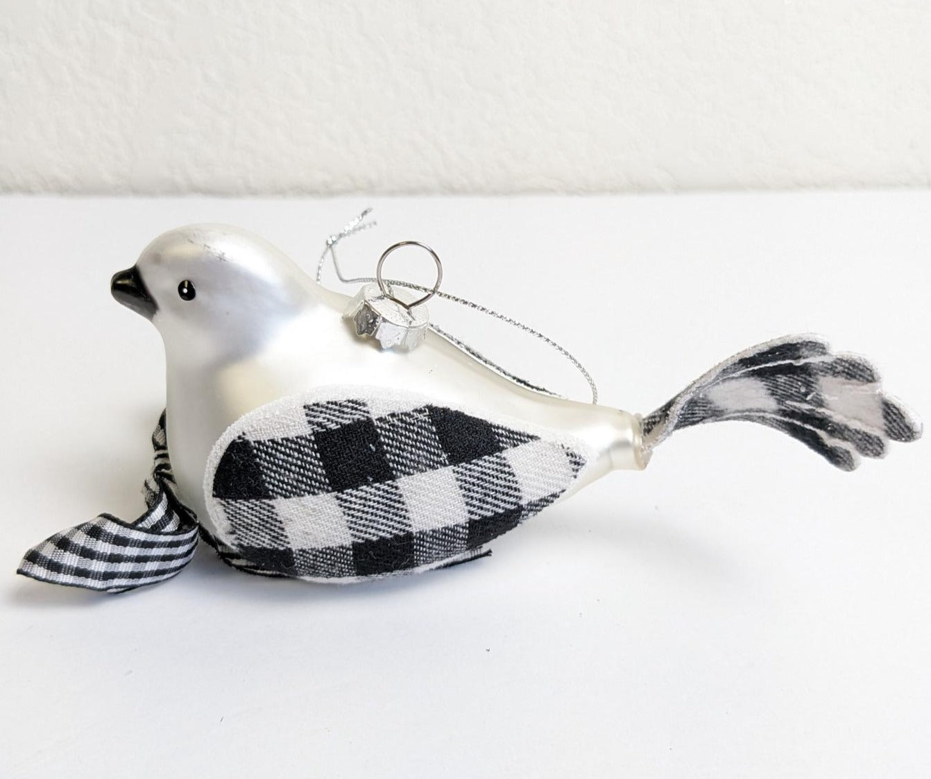 Robert Stanley Silver Bird Glass Christmas Ornament