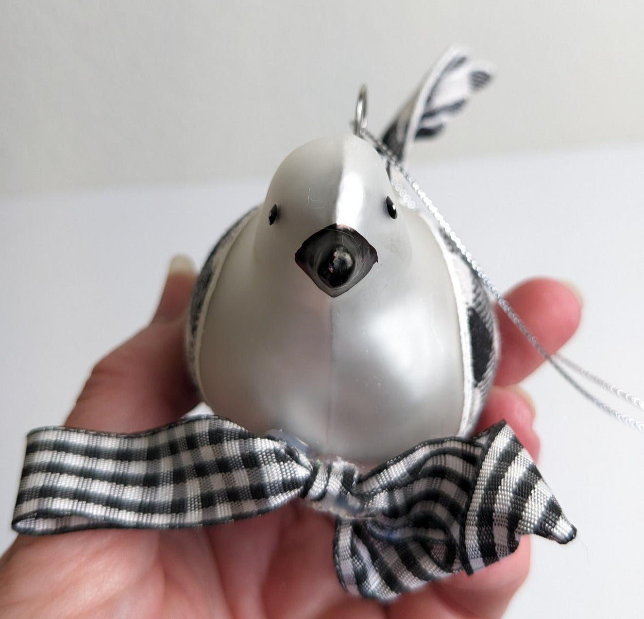 Robert Stanley Silver Bird Glass Christmas Ornament