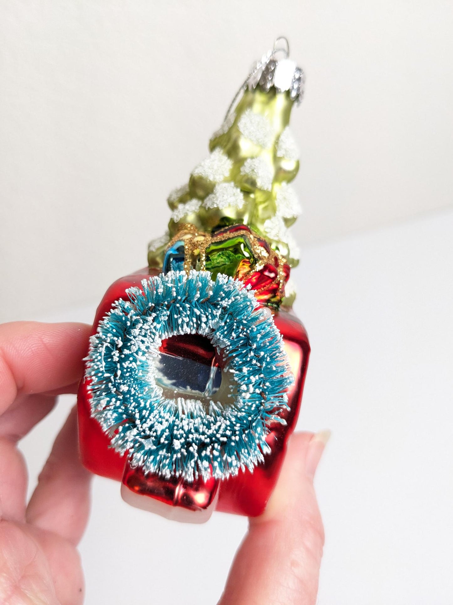 Red Vintage Camper Glass Christmas Ornament