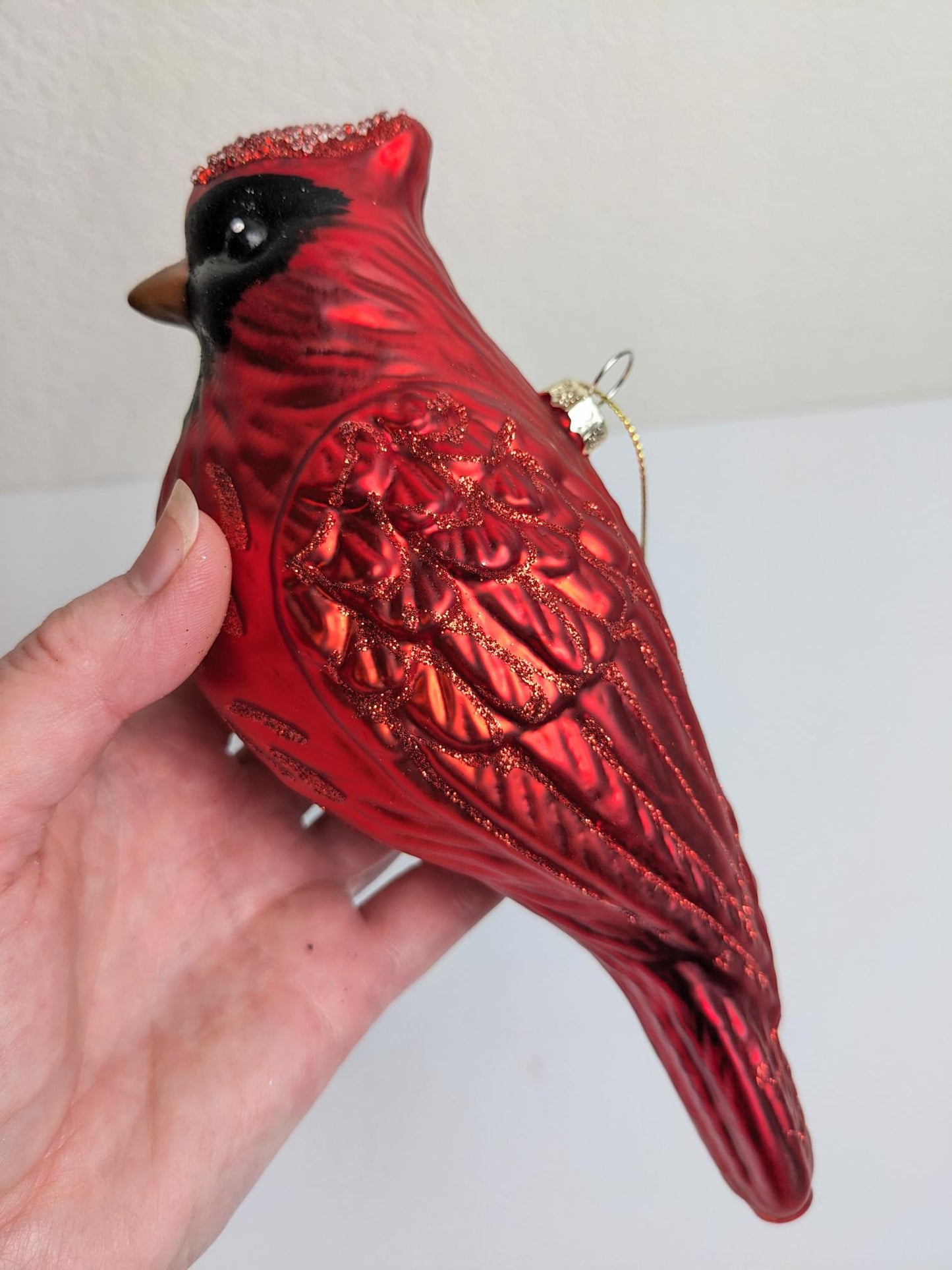 Cardinal Large Glass Christmas Ornament