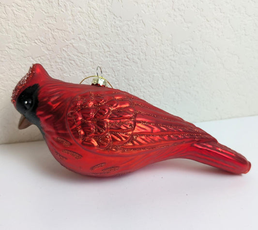 Cardinal Large Glass Christmas Ornament