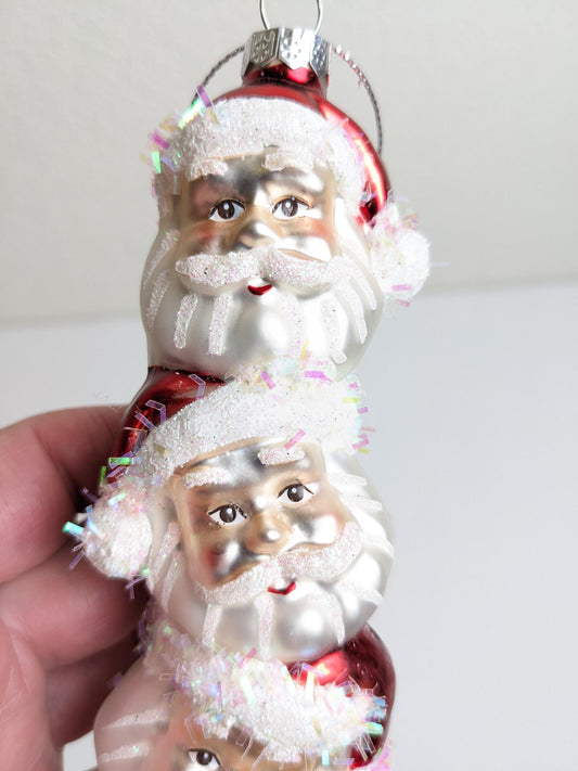 Stackable Santa's Glass Christmas Ornament