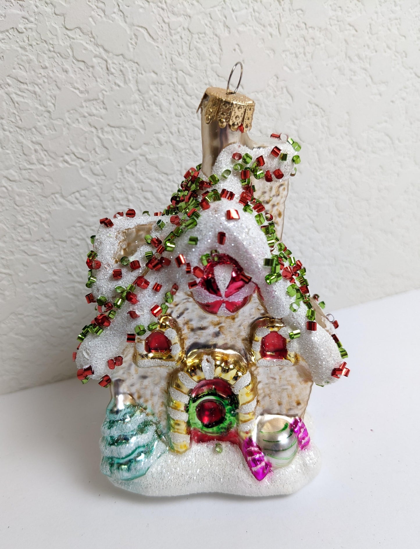 Gingerbread House Glass Christmas Ornament