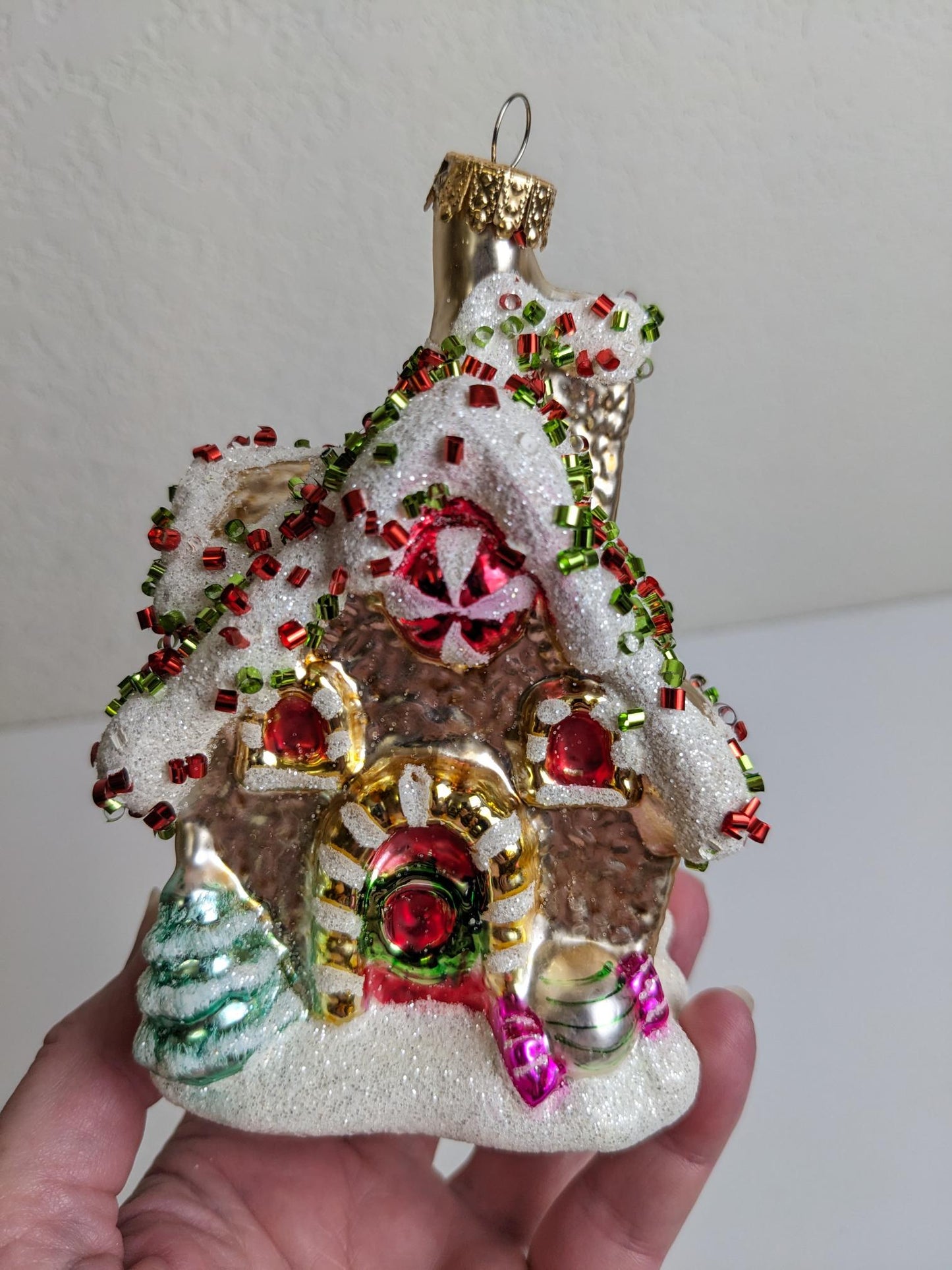 Gingerbread House Glass Christmas Ornament