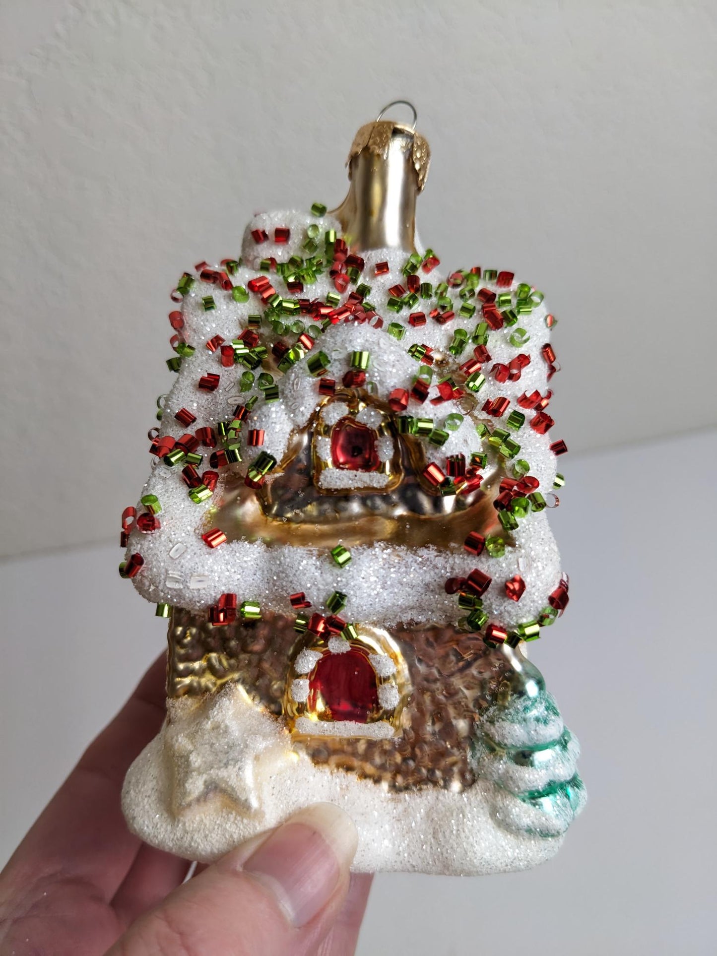 Gingerbread House Glass Christmas Ornament