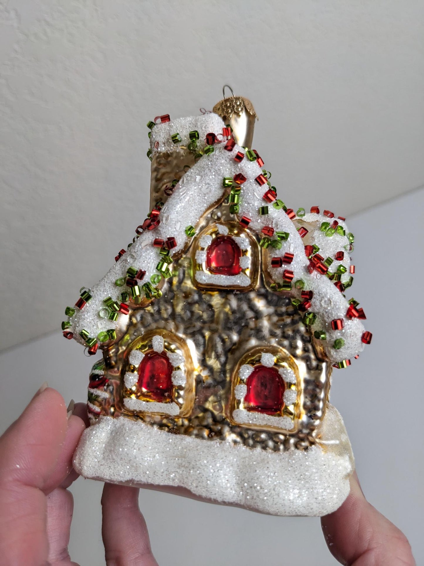 Gingerbread House Glass Christmas Ornament