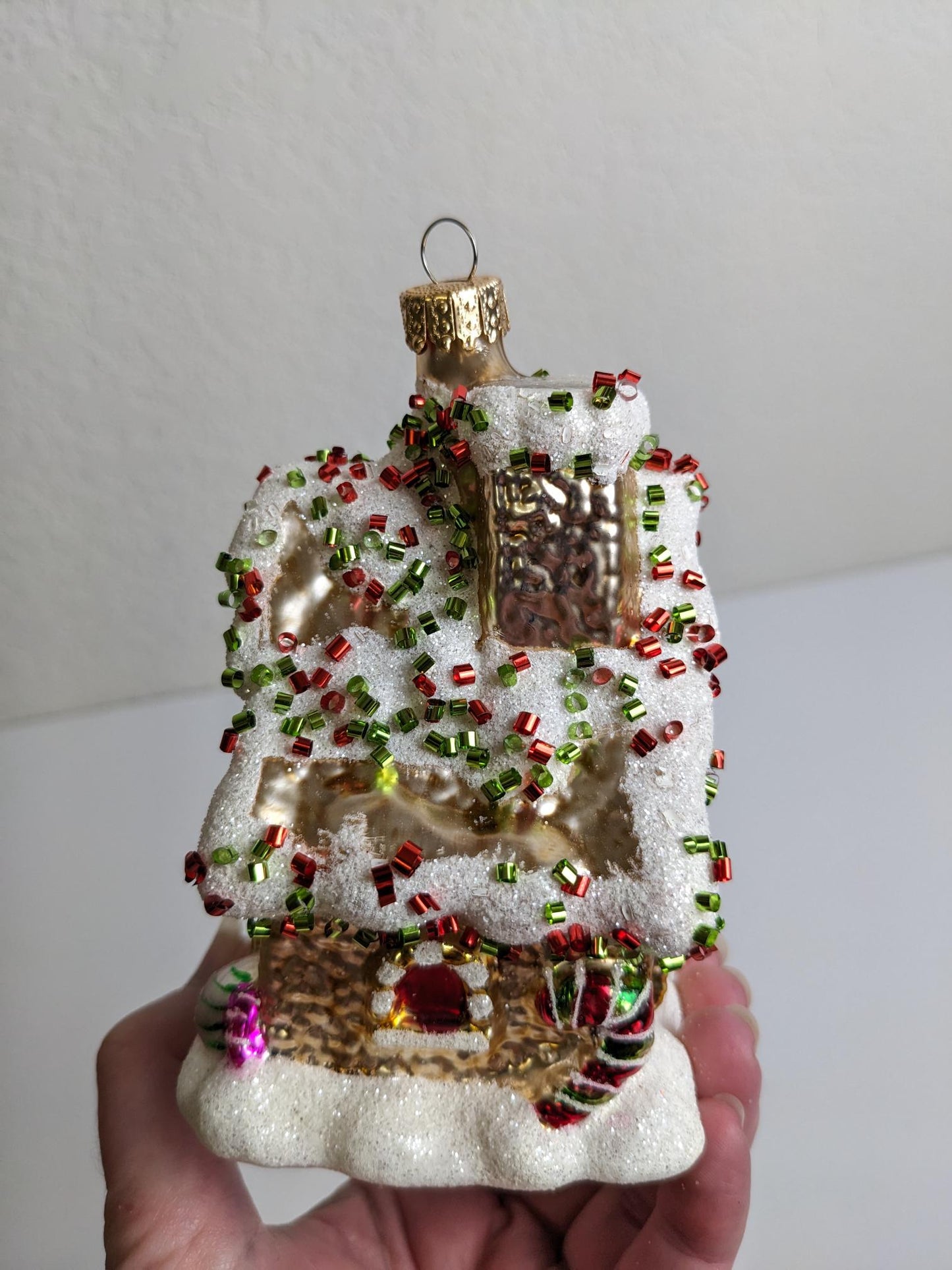 Gingerbread House Glass Christmas Ornament