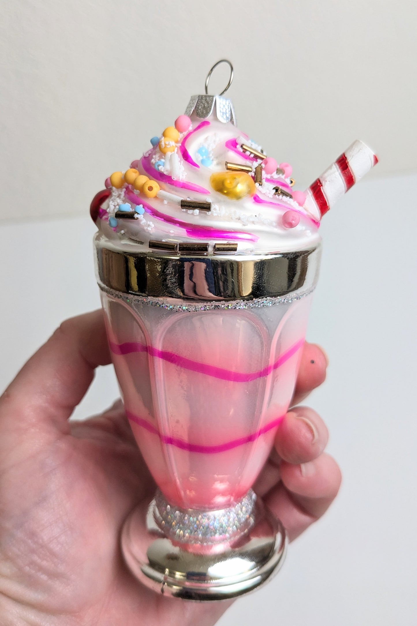 Pink Ice Cream Sundae Glass Christmas Ornament