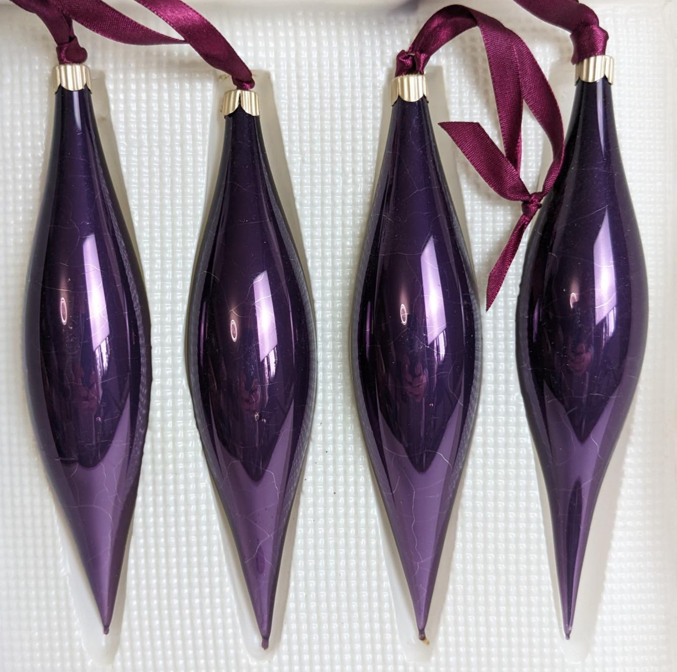Martha Stewart Large Purple Fluted Christmas Ornaments