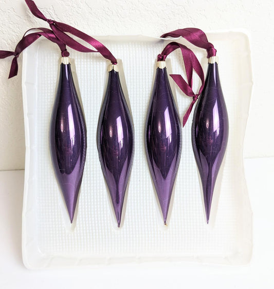 Martha Stewart Large Purple Fluted Christmas Ornaments