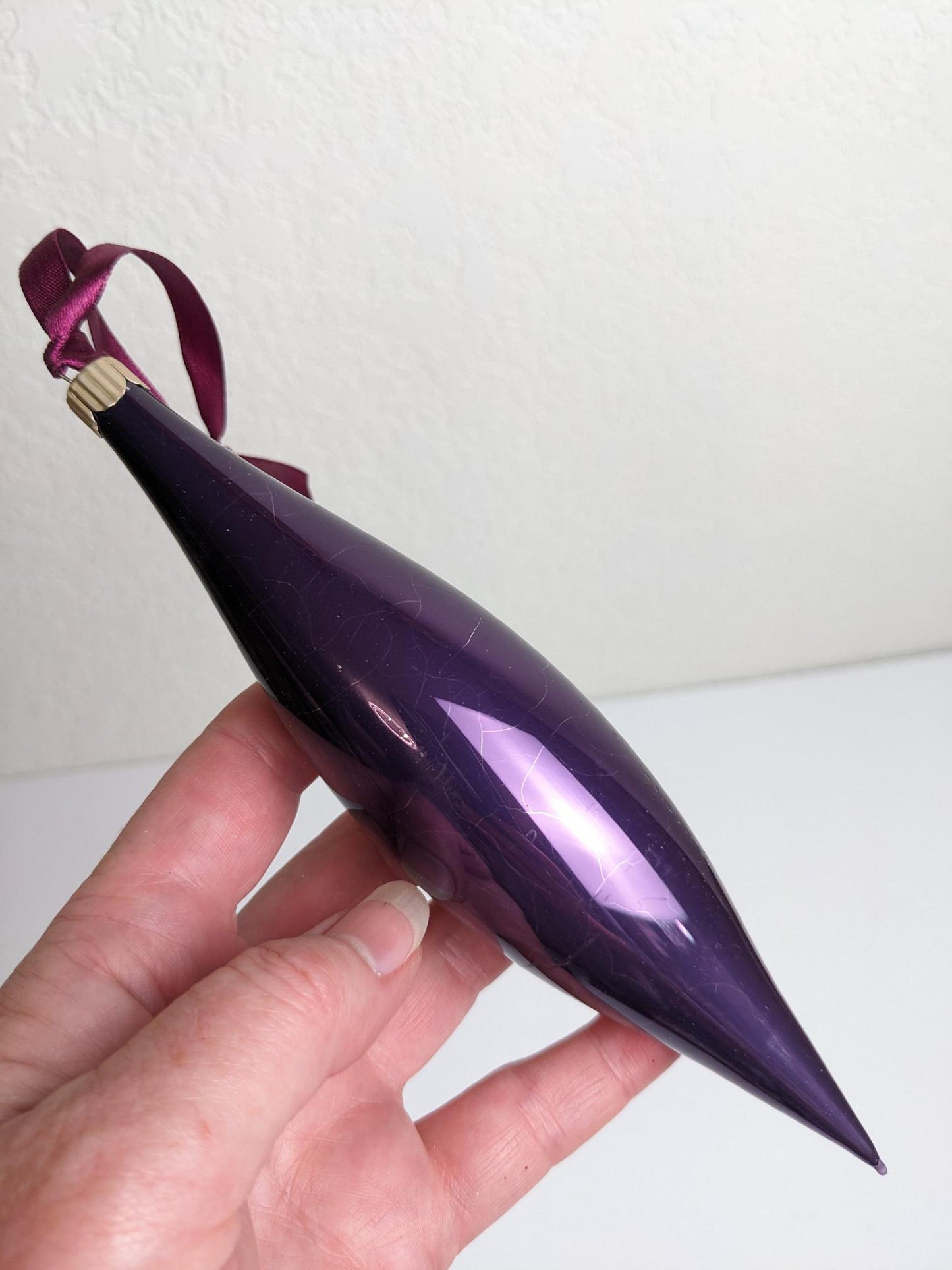 Martha Stewart Large Purple Fluted Christmas Ornaments