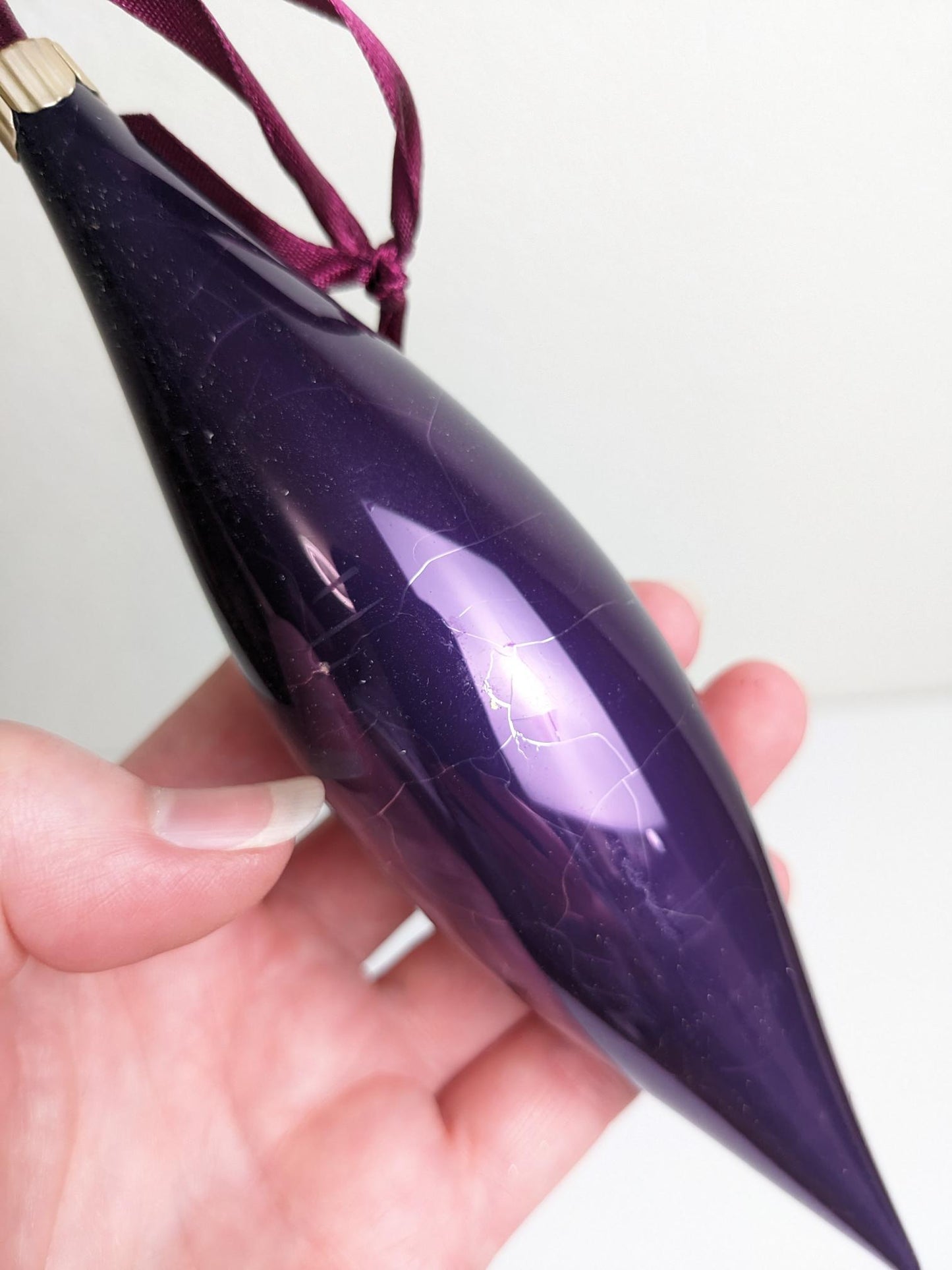 Martha Stewart Large Purple Fluted Christmas Ornaments