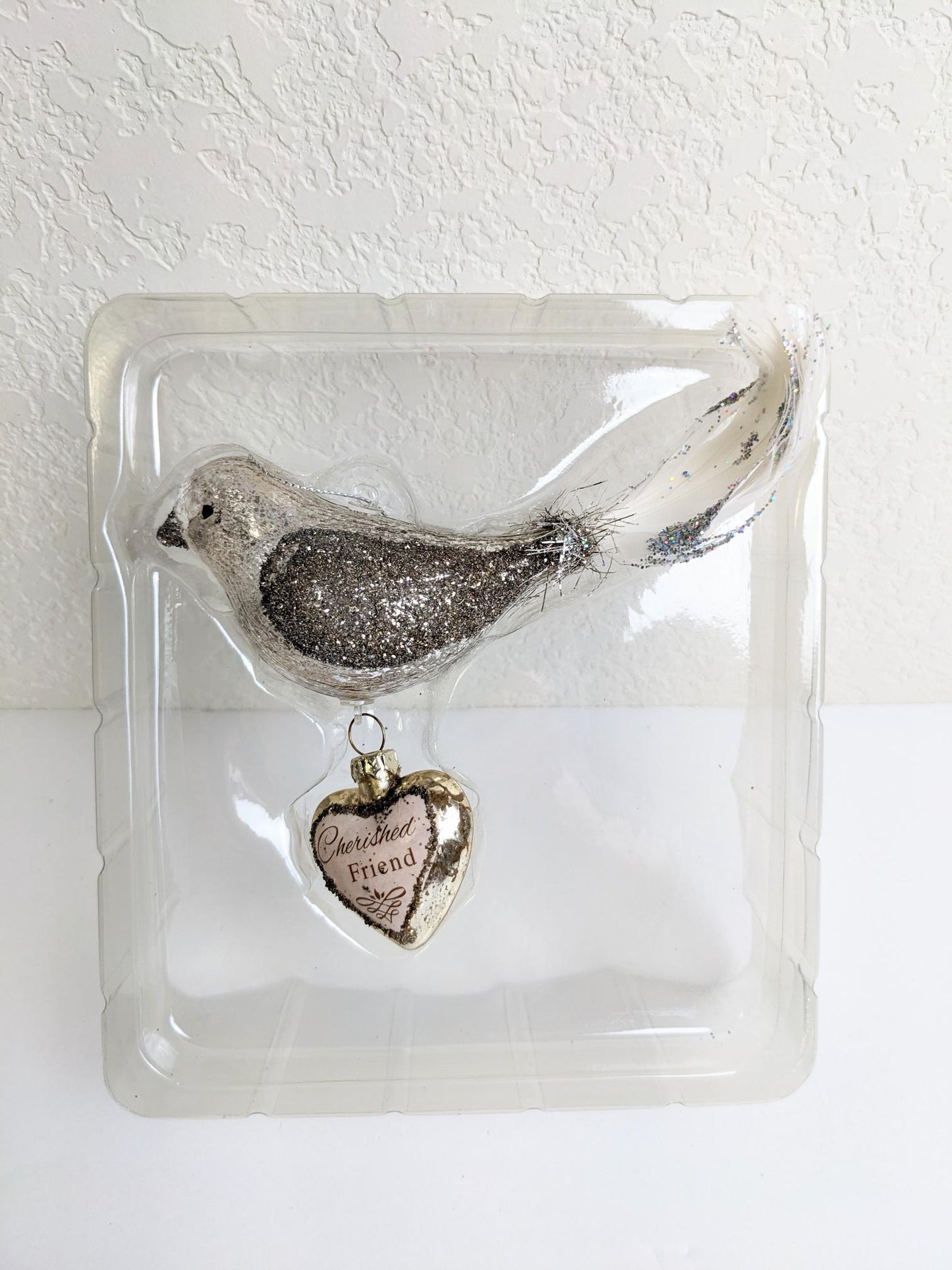 Mercury Blown Glass Bird Cherished Friend Christmas Ornament