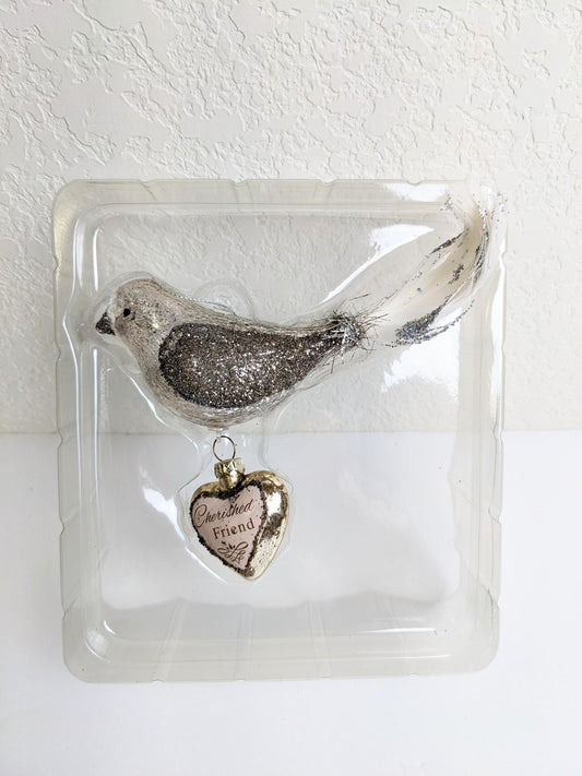 Mercury Blown Glass Bird Cherished Friend Christmas Ornament
