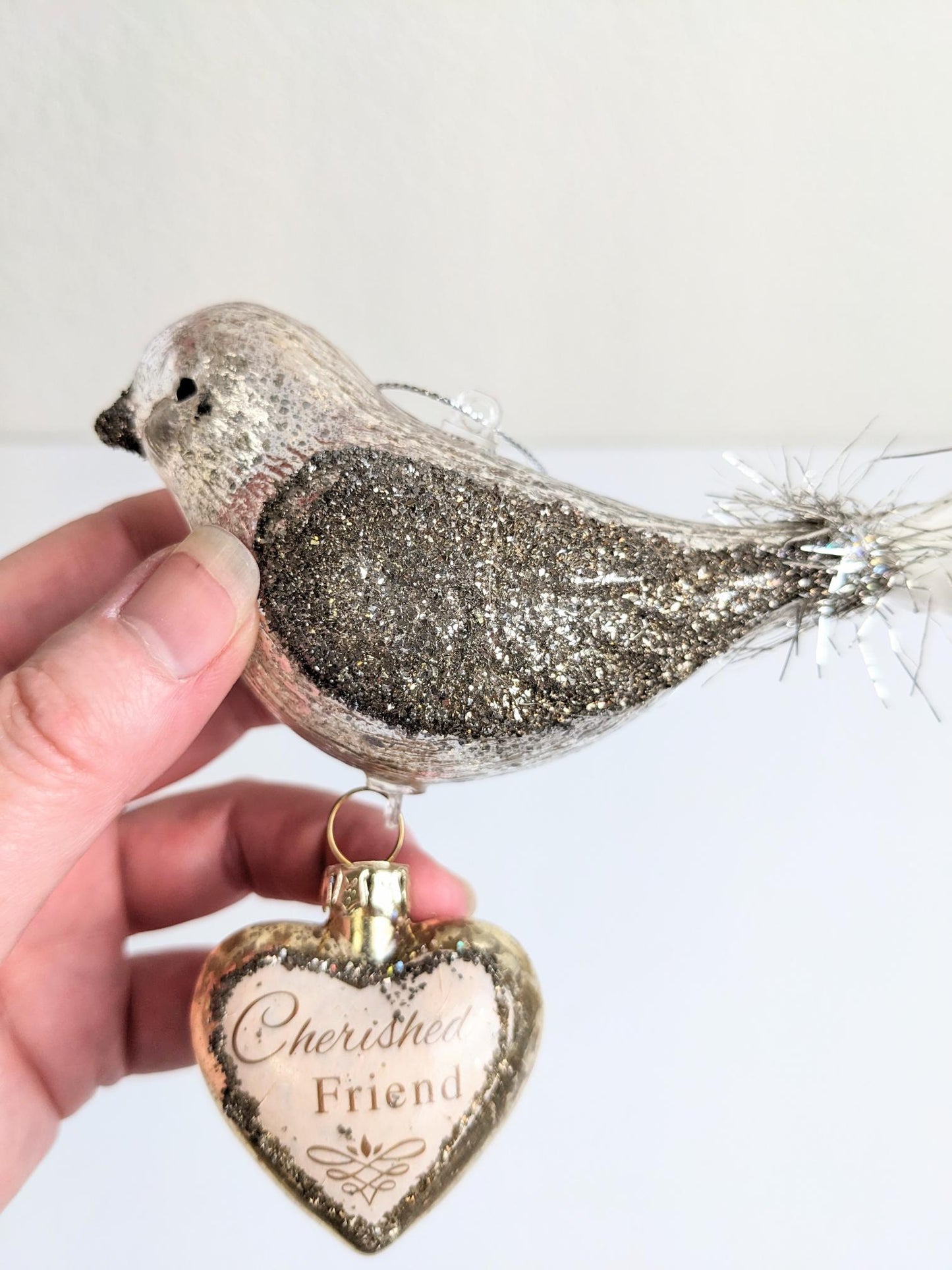 Mercury Blown Glass Bird Cherished Friend Christmas Ornament