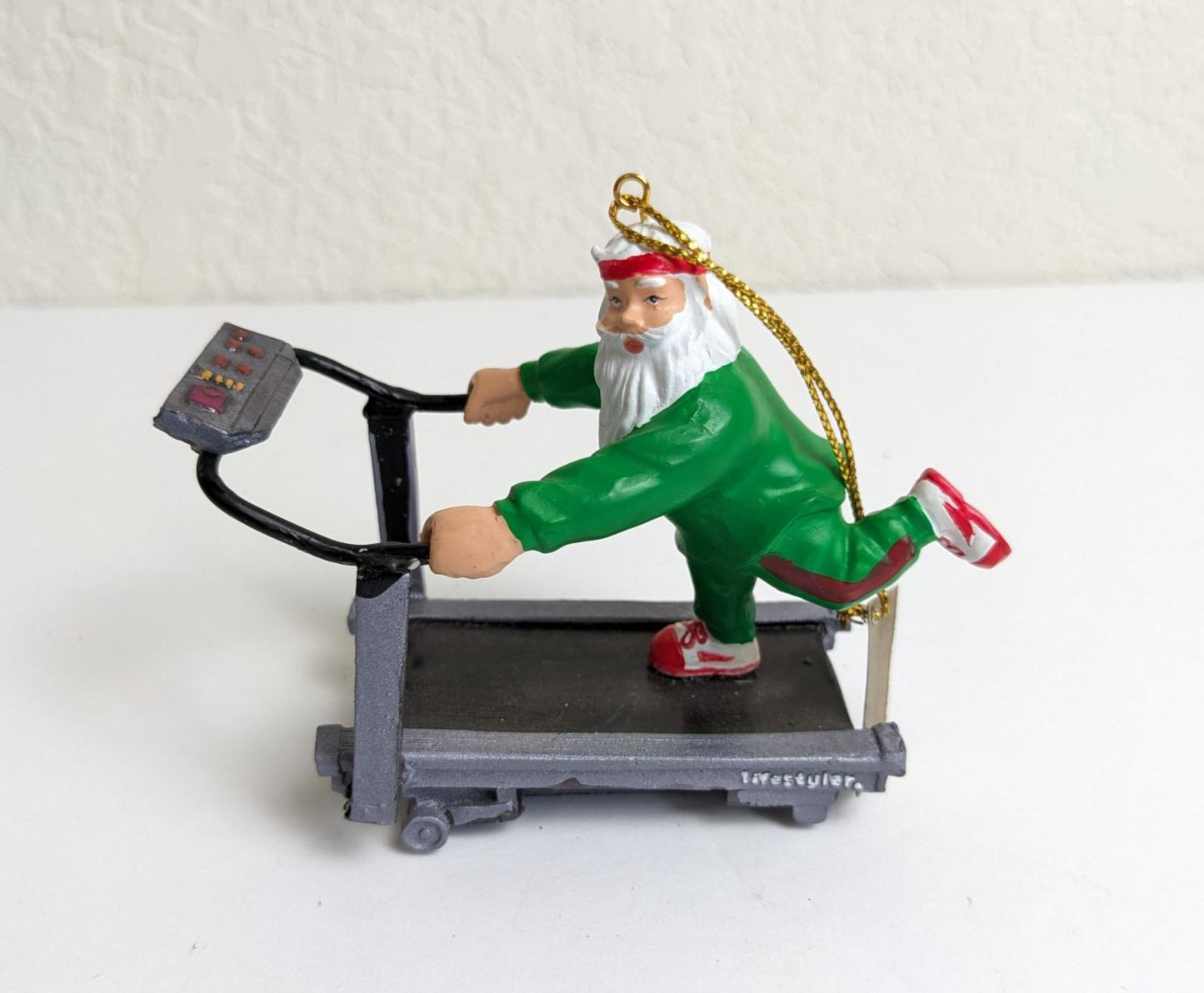 Santa on Treadmill Vintage 1995 Christmas Ornament
