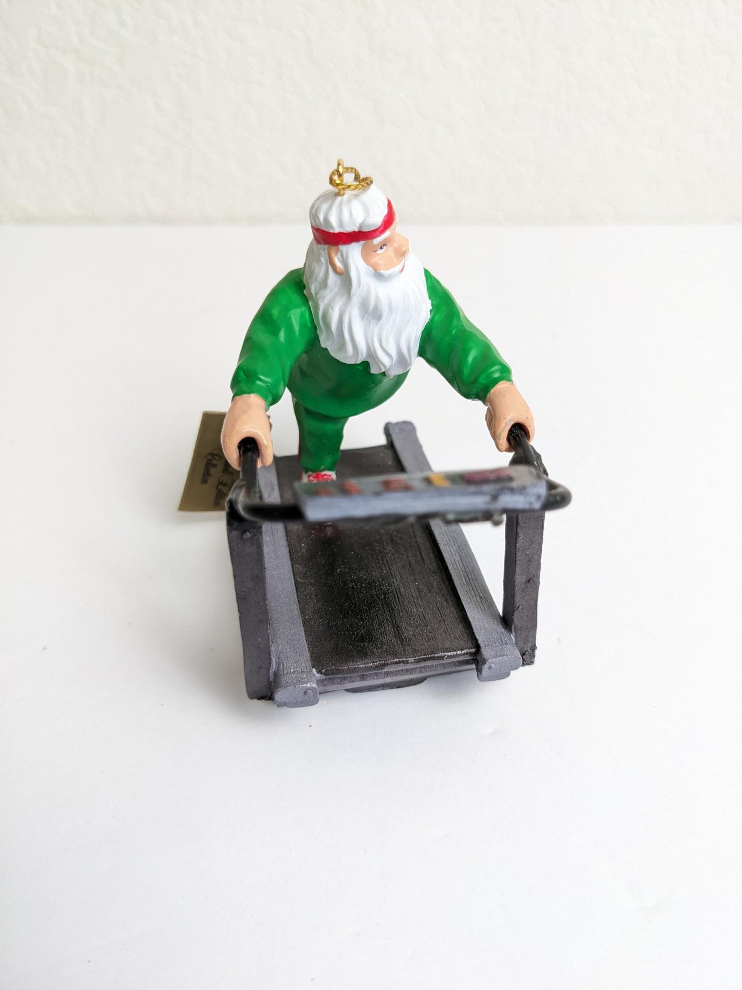 Santa on Treadmill Vintage 1995 Christmas Ornament