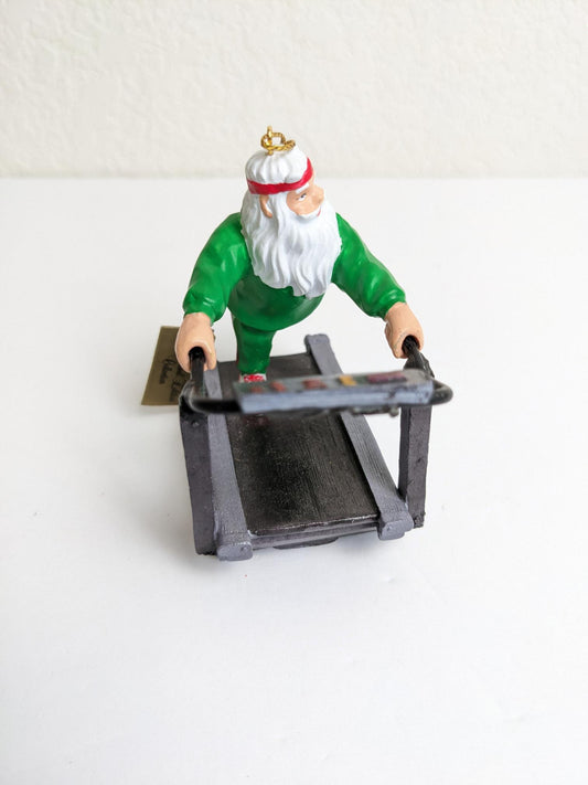 Santa on Treadmill Vintage 1995 Christmas Ornament