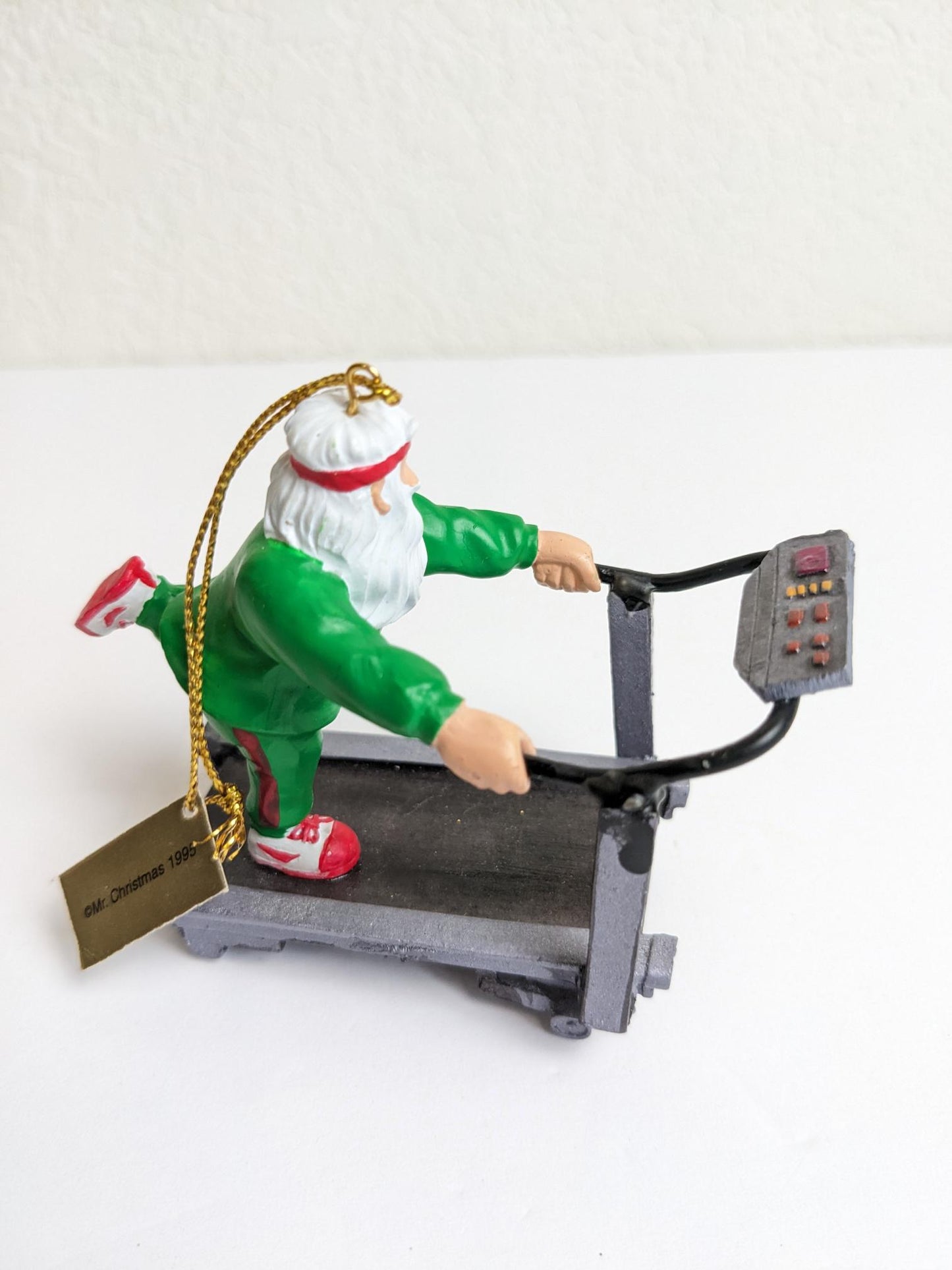 Santa on Treadmill Vintage 1995 Christmas Ornament