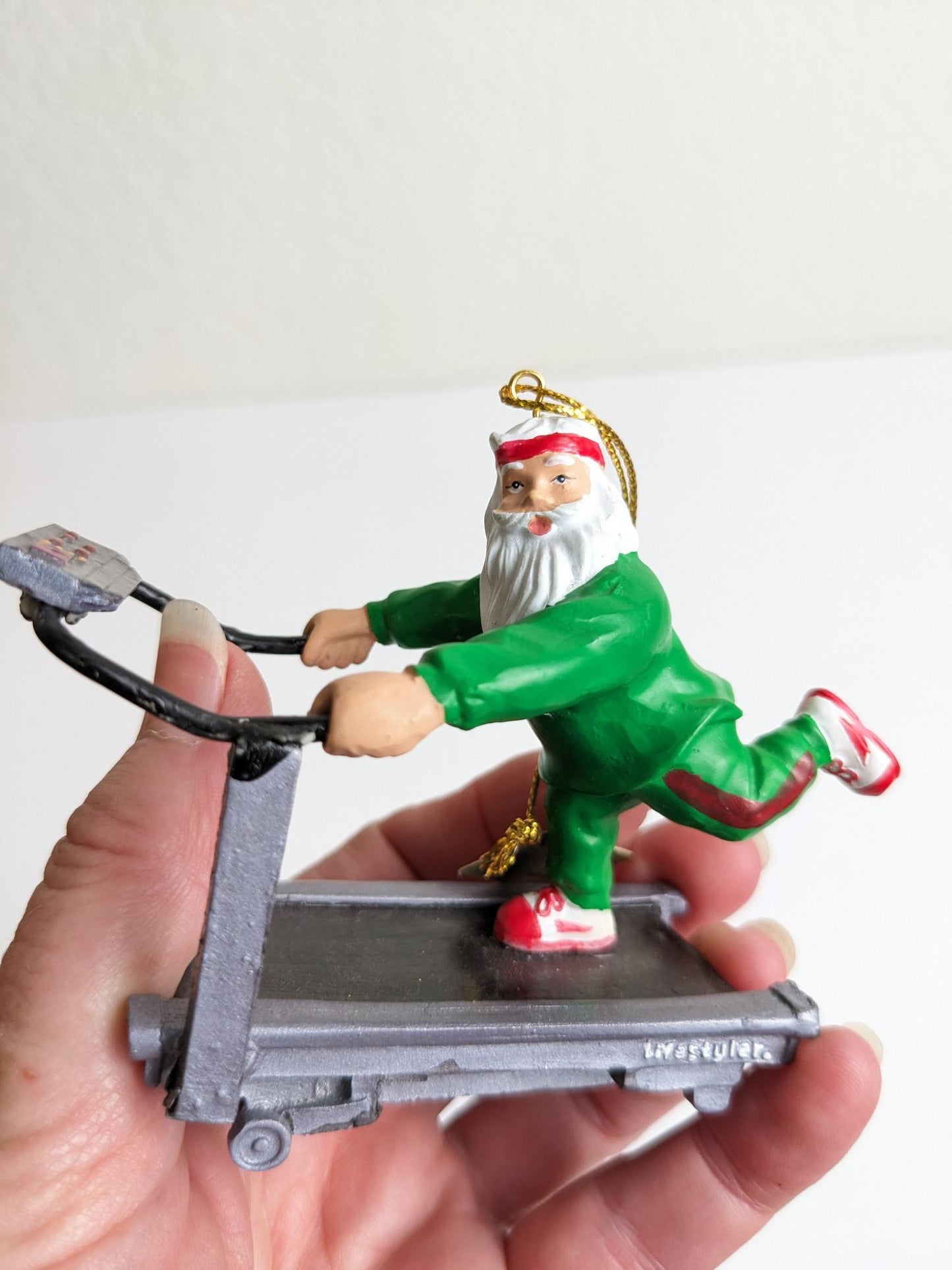 Santa on Treadmill Vintage 1995 Christmas Ornament
