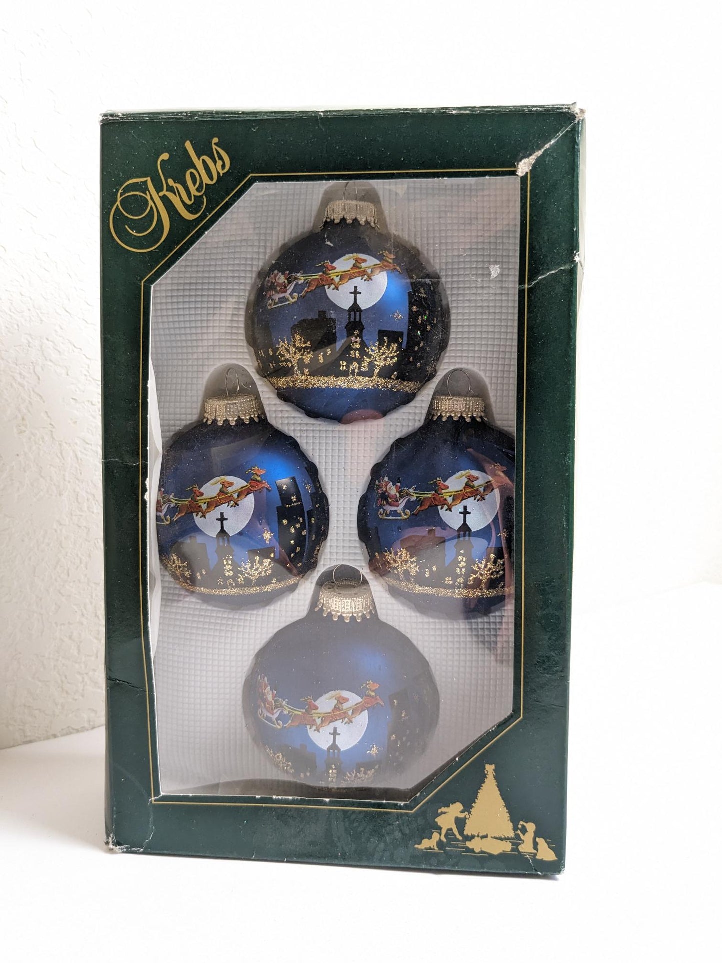 Krebs Santa Sleigh Ride Vintage Christmas Ornaments