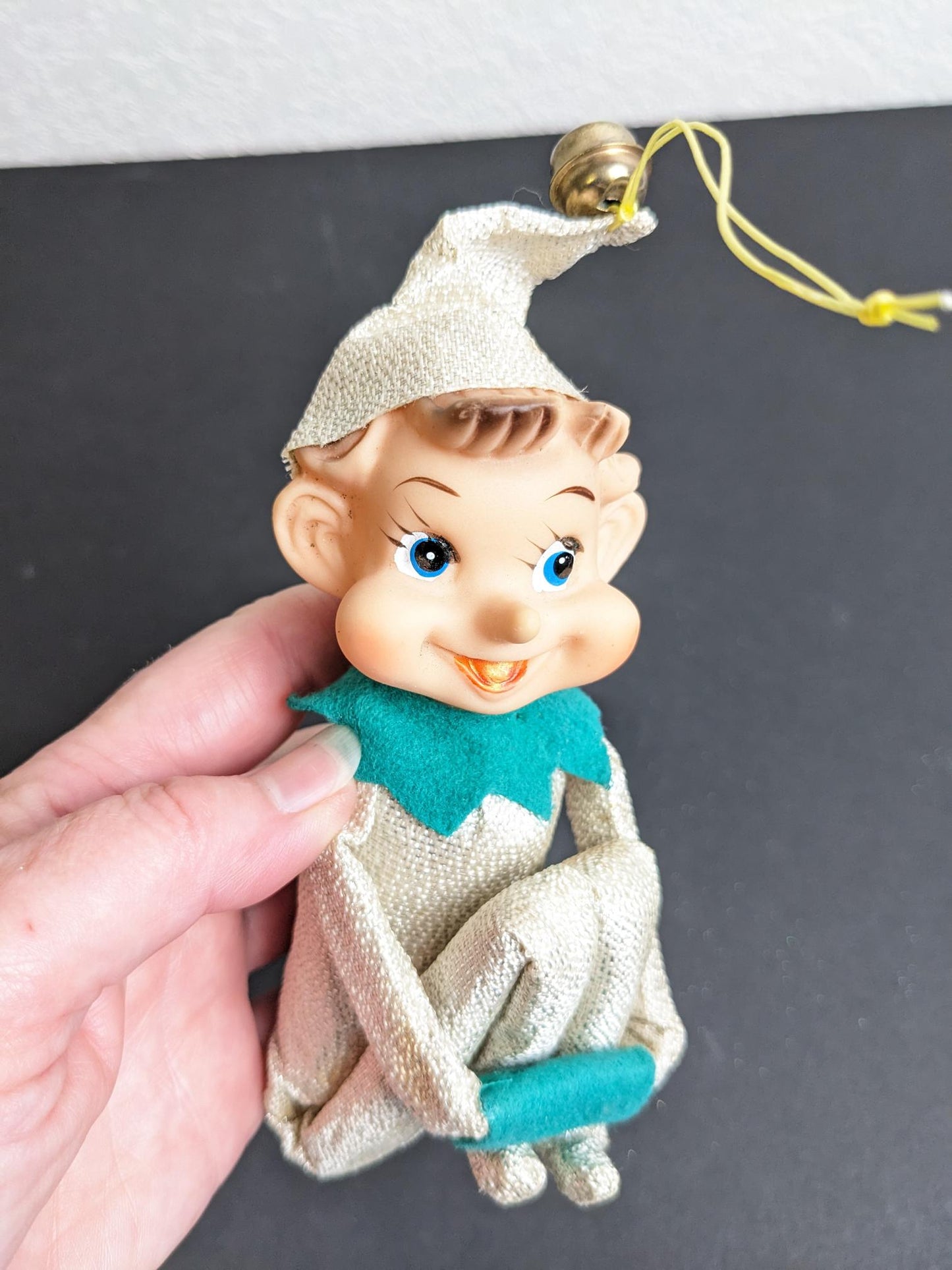 Elf Knee Hugging Christmas Ornament