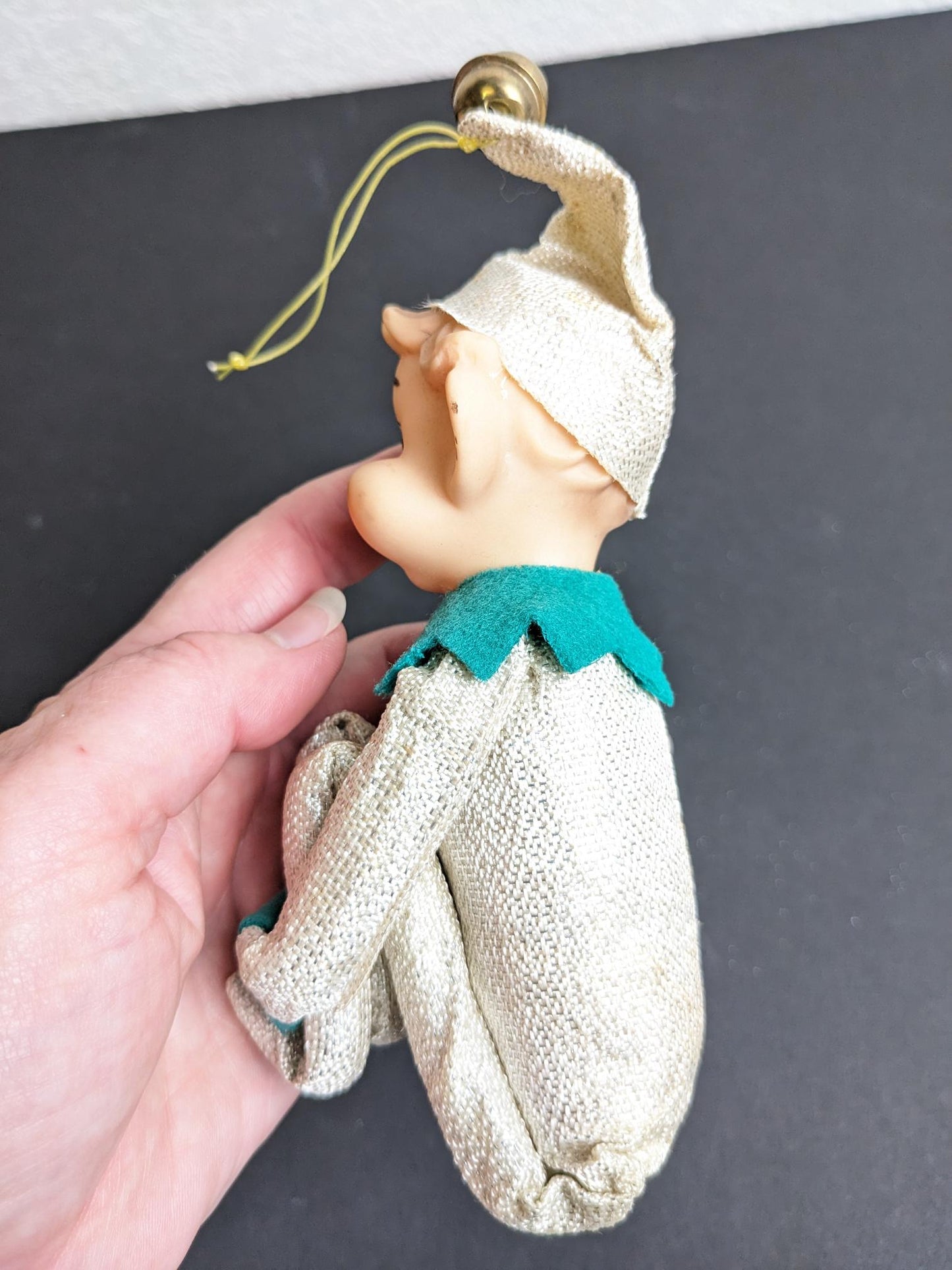 Elf Knee Hugging Christmas Ornament