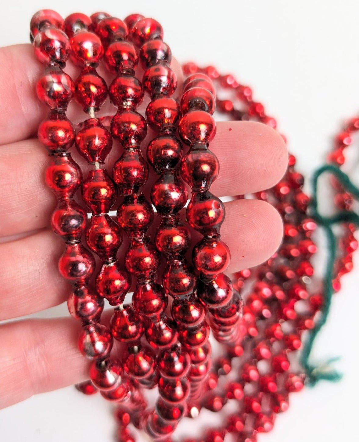 Red Glass Bead Christmas Garland