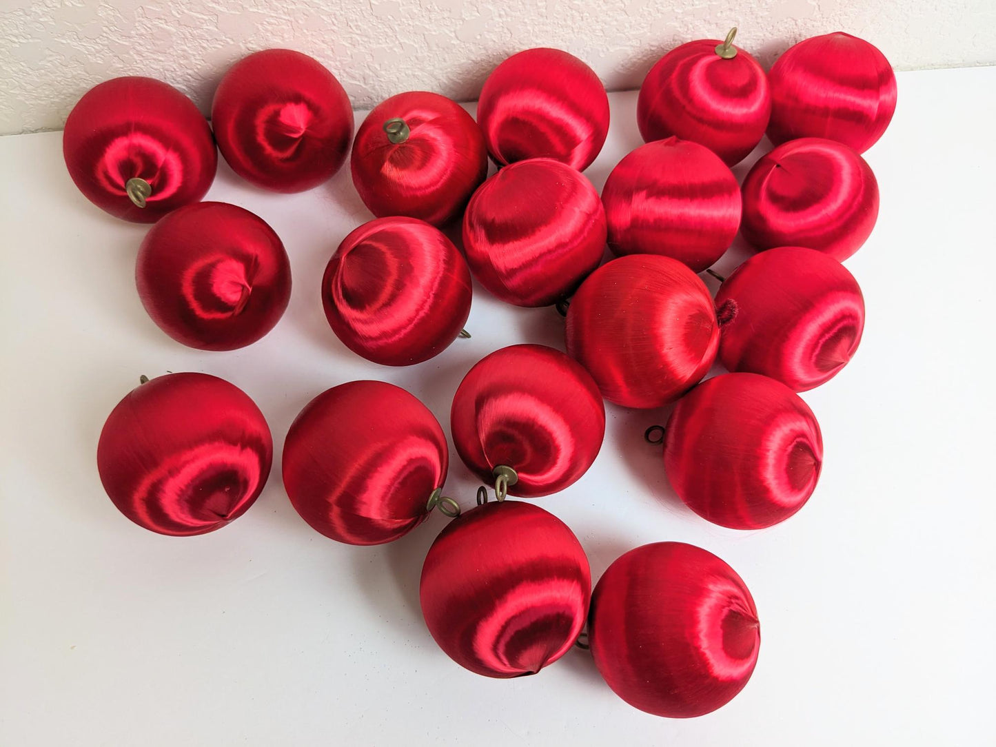 Vintage Red Satin Ball Christmas Ornaments