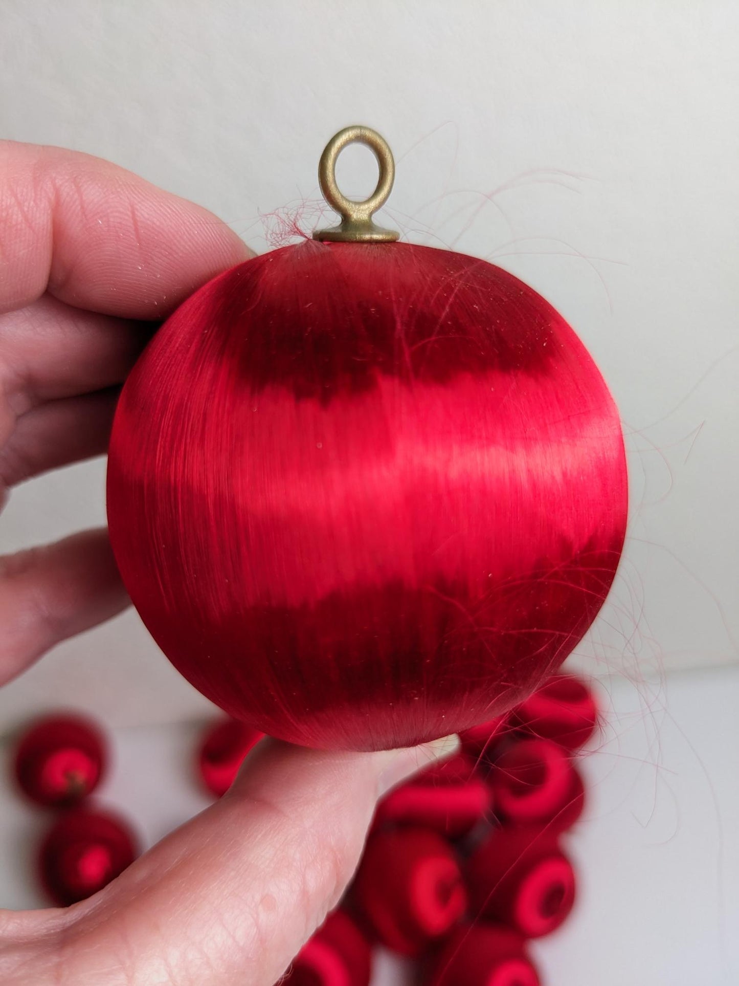 Vintage Red Satin Ball Christmas Ornaments