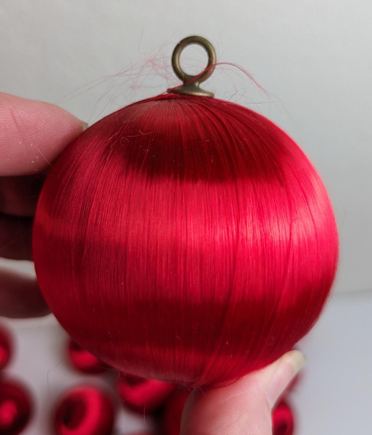 Vintage Red Satin Ball Christmas Ornaments