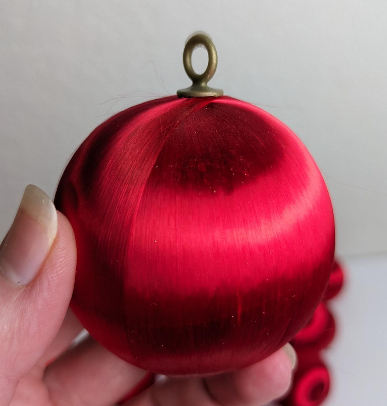 Vintage Red Satin Ball Christmas Ornaments