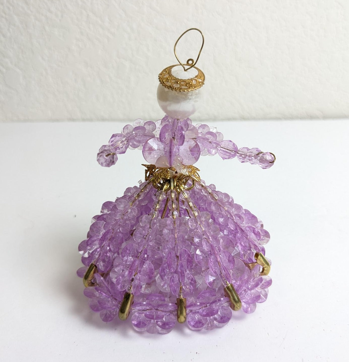 Vintage Safety Pin Purple Angel Christmas Ornament