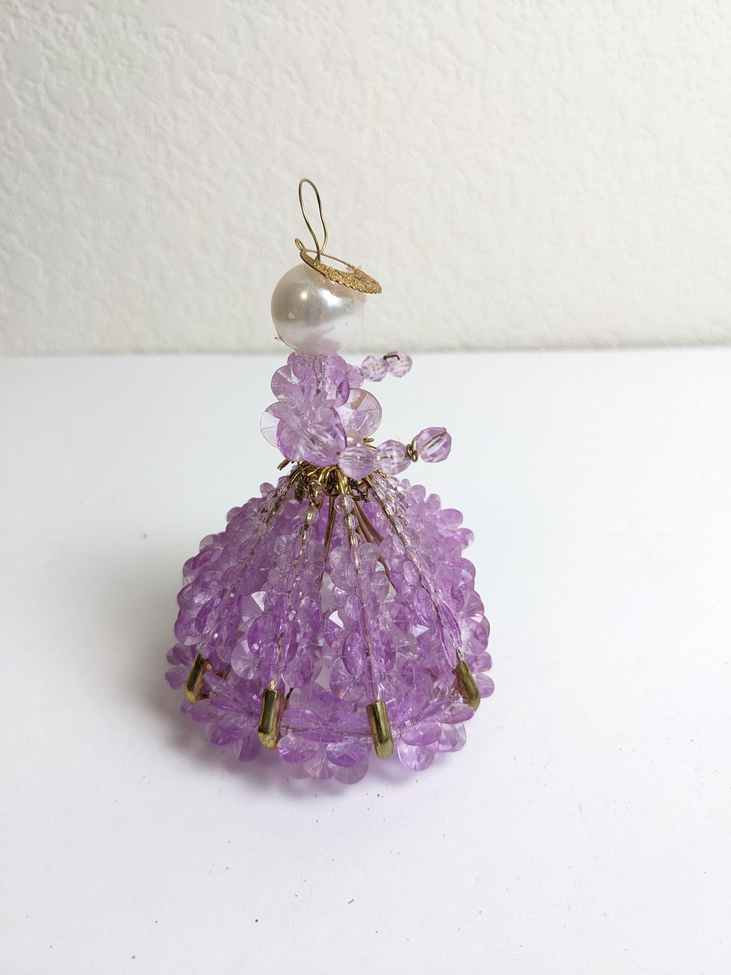 Vintage Safety Pin Purple Angel Christmas Ornament