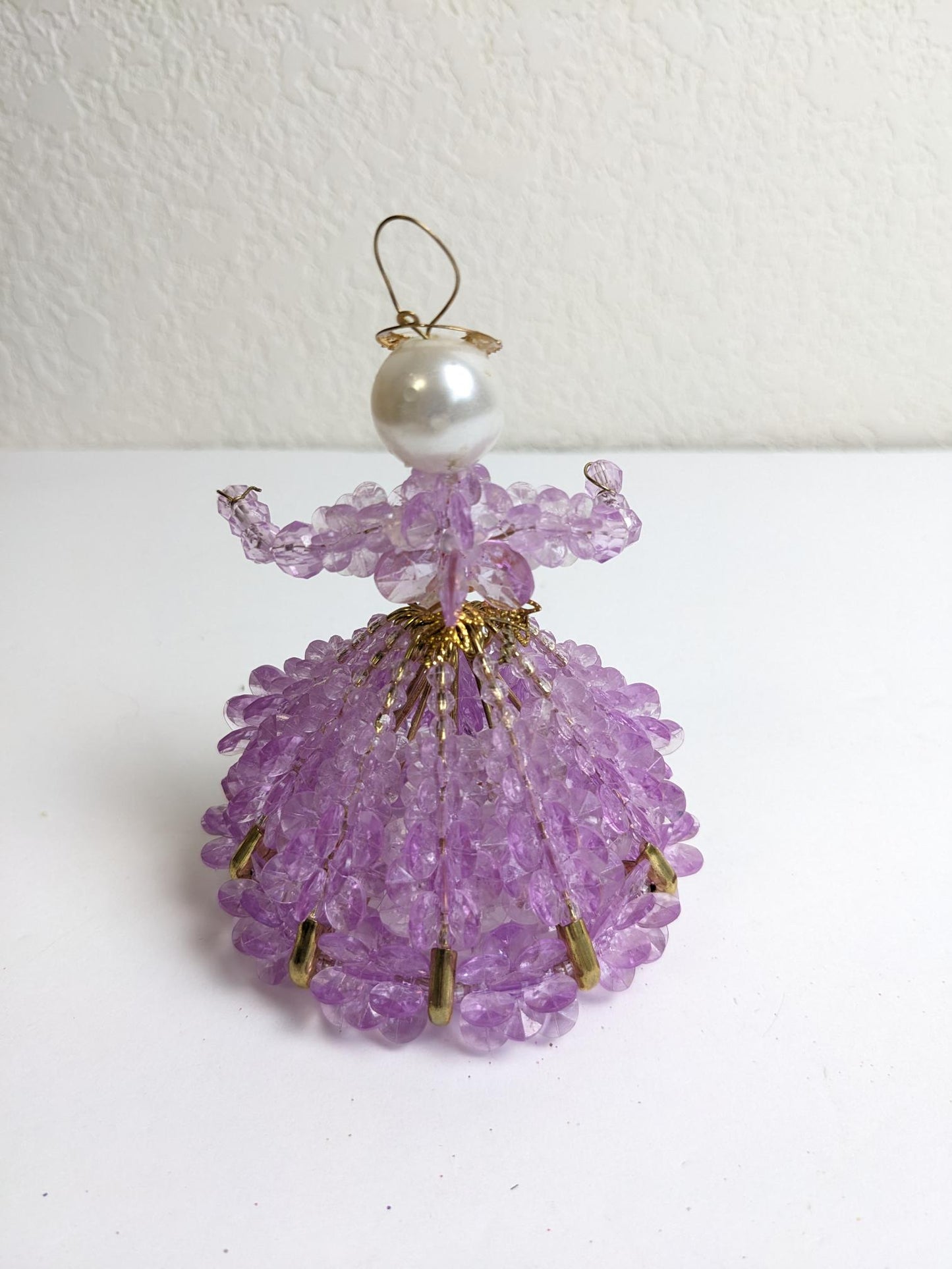 Vintage Safety Pin Purple Angel Christmas Ornament