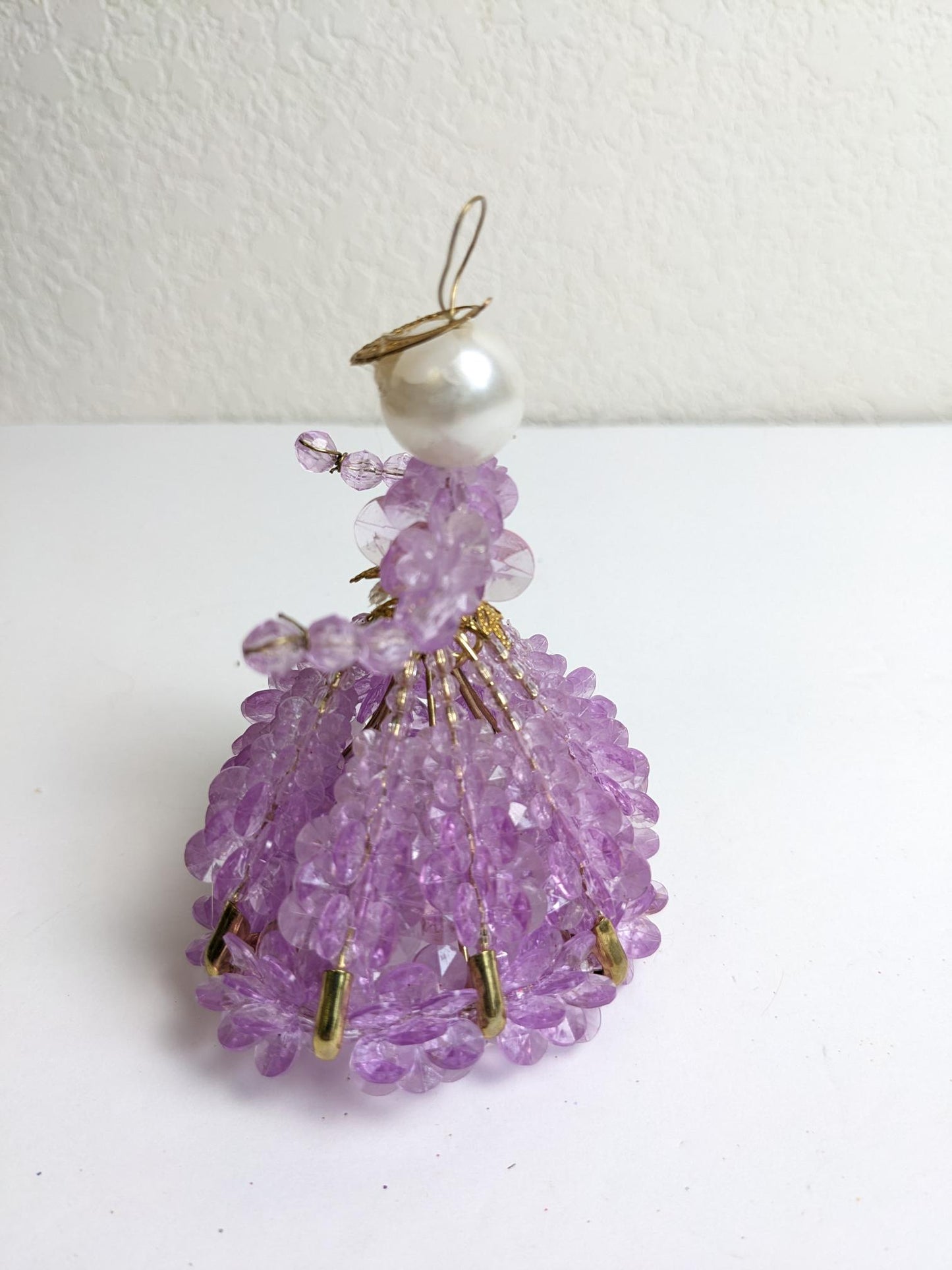 Vintage Safety Pin Purple Angel Christmas Ornament