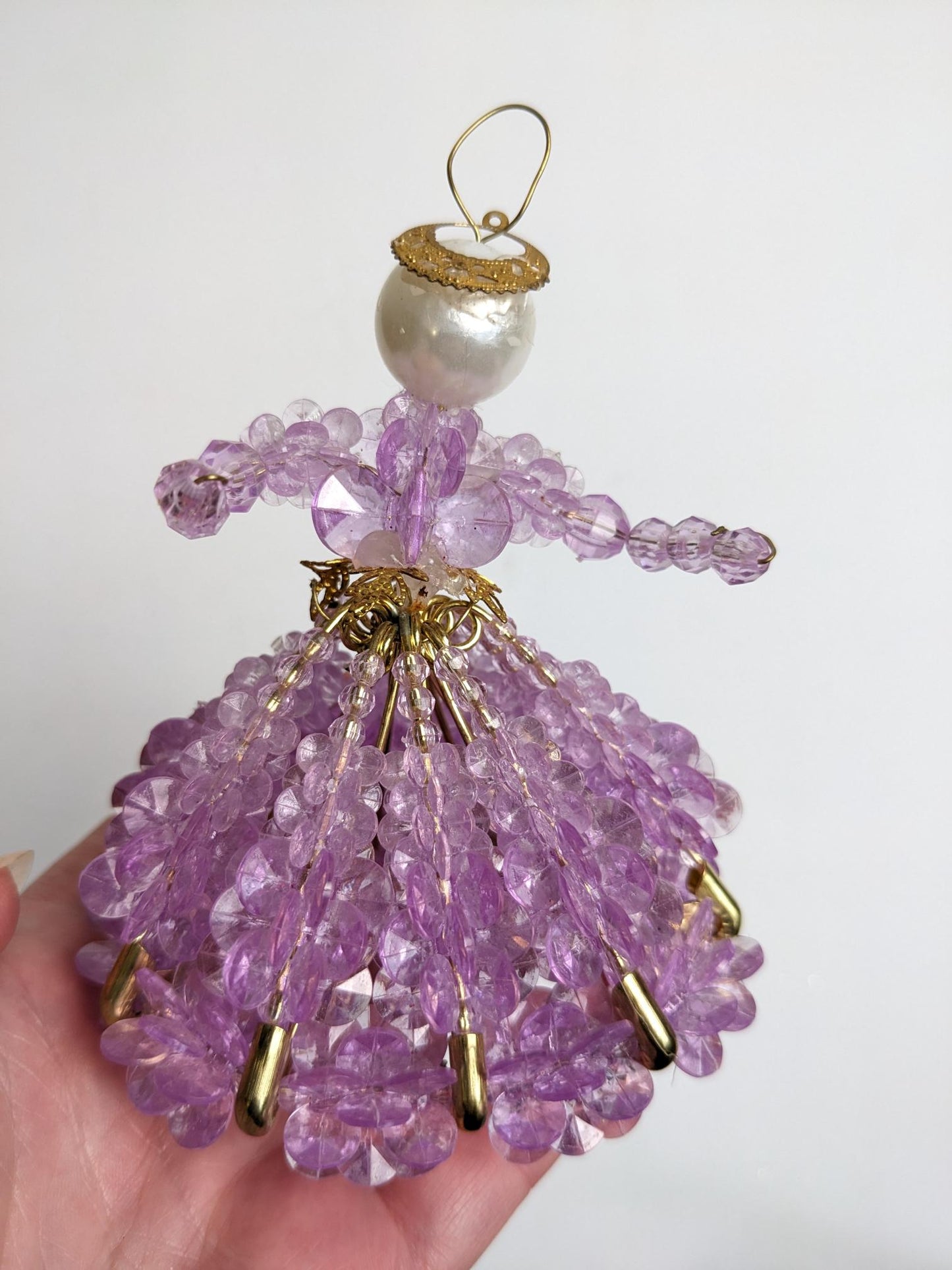 Vintage Safety Pin Purple Angel Christmas Ornament