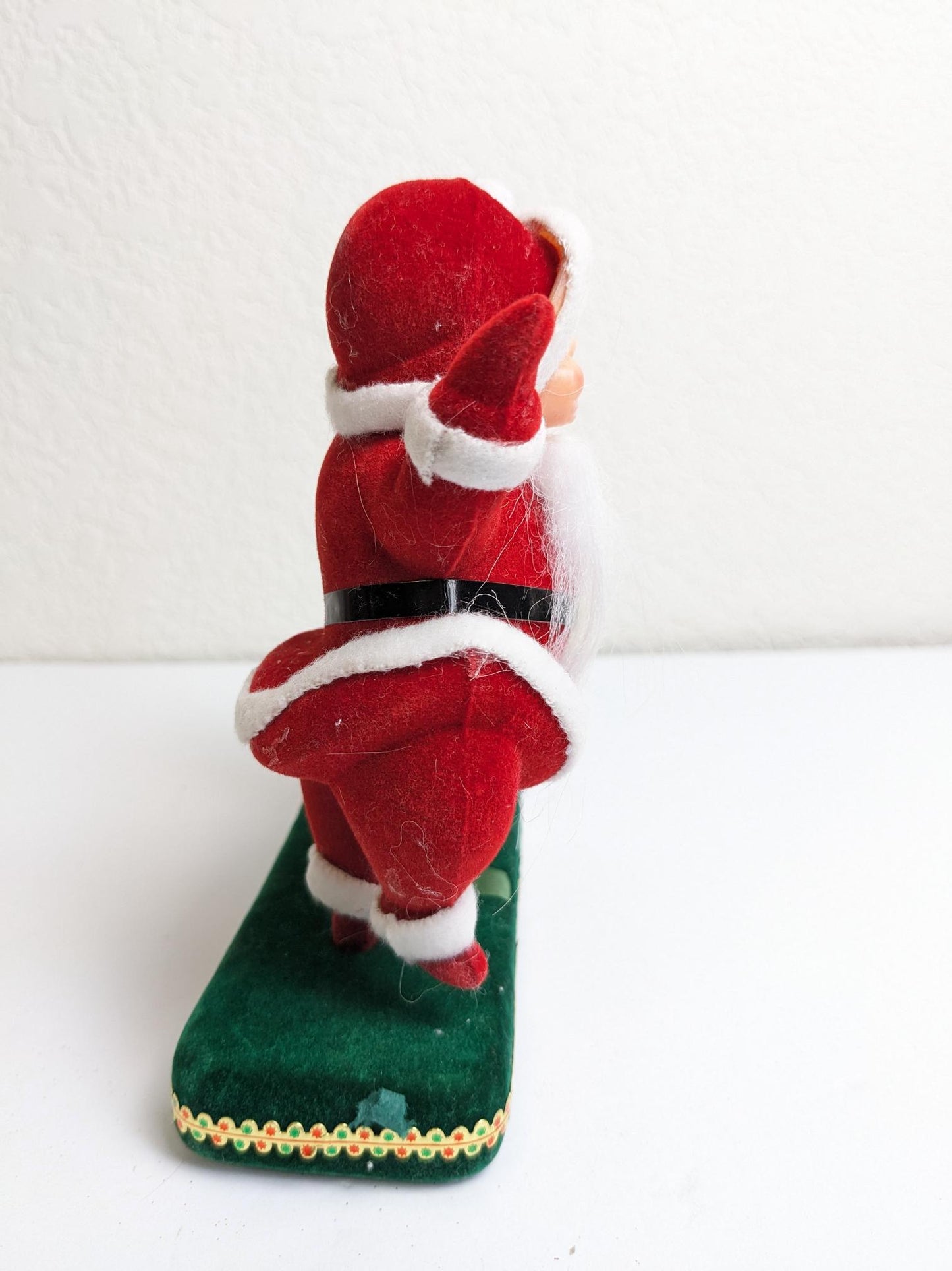 Vintage Flocked Dancing Santa and Mrs. Claus Blow Mold