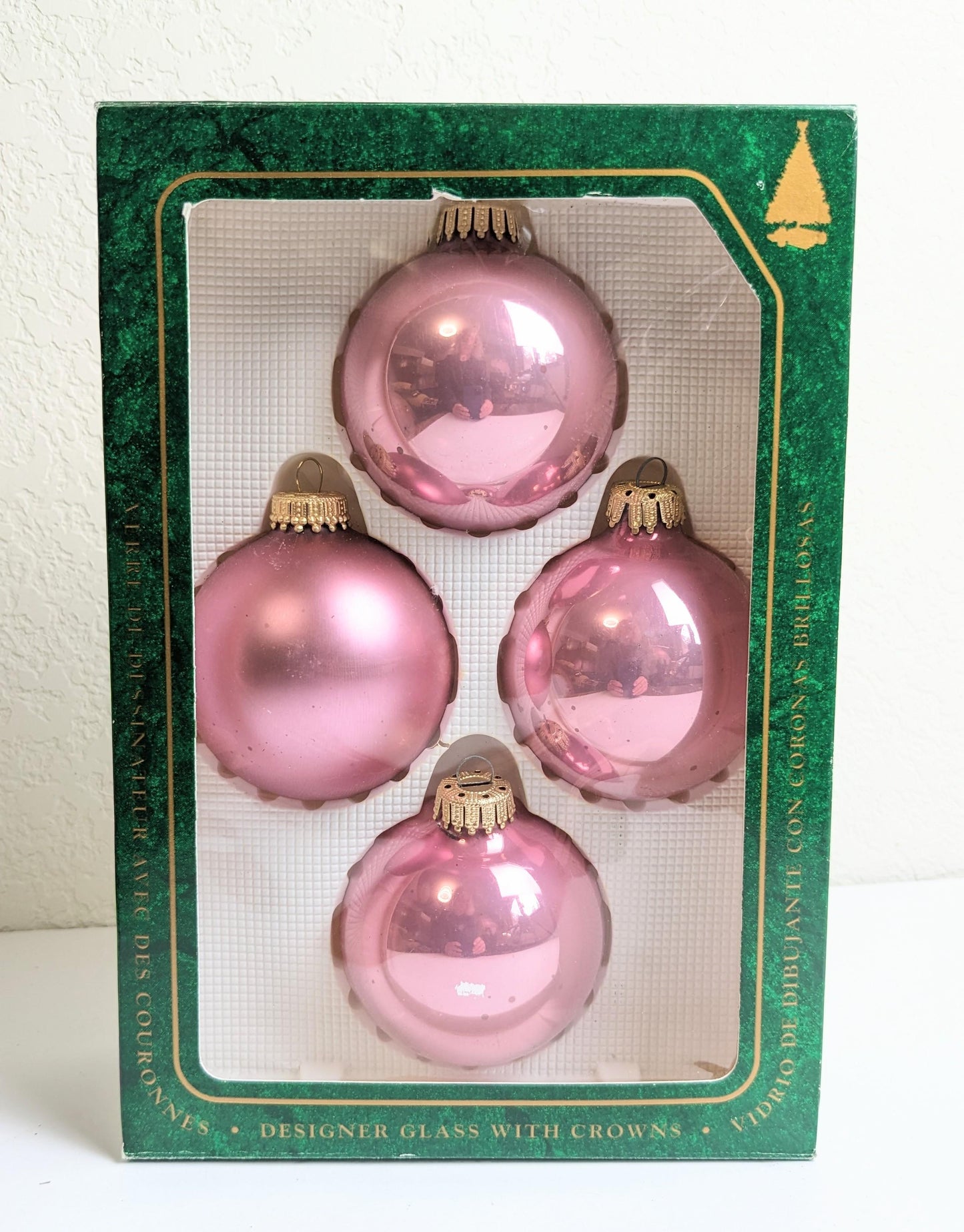 Vintage Krebs Pink Christmas Ornaments