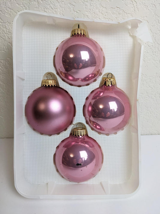 Vintage Krebs Pink Christmas Ornaments