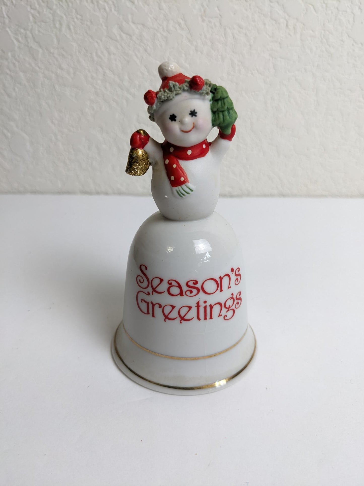 Snowman Season's Greetings Christmas Bell