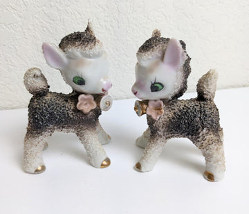 Vintage Lamb Spaghetti Texture Figurines