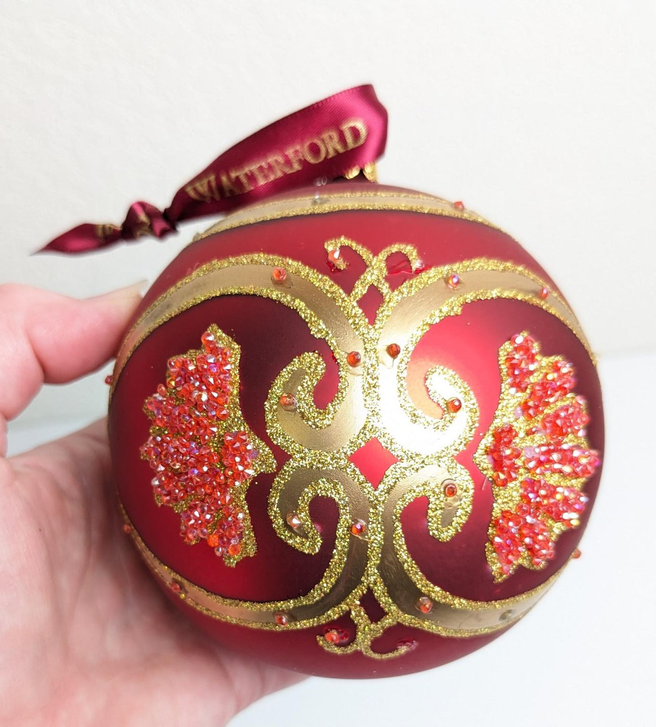 Red Waterford Large Christmas Ornament