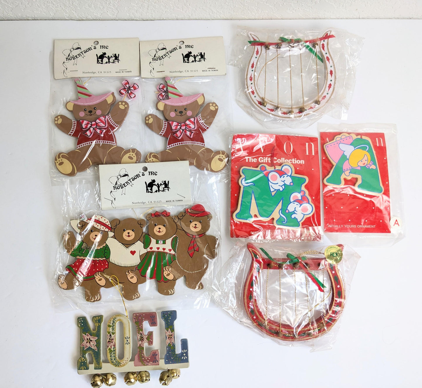 Vintage Wood Christmas Ornament Set