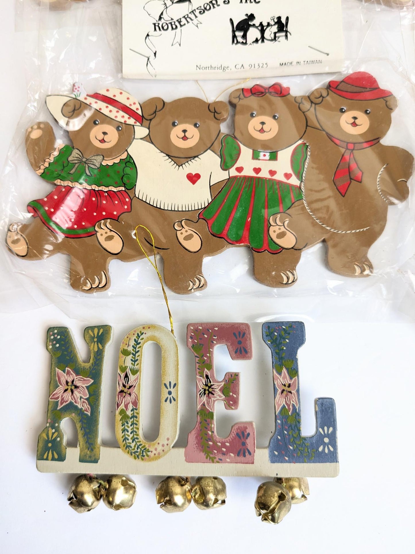 Vintage Wood Christmas Ornament Set