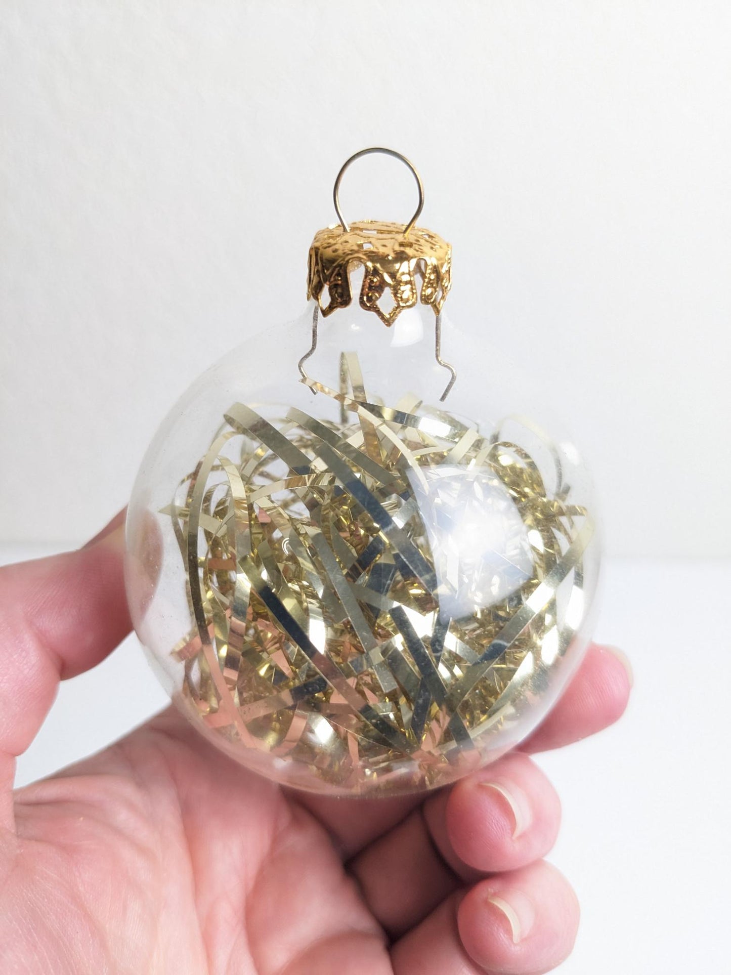 Vintage Gold Tinsel Christmas Ornament Set