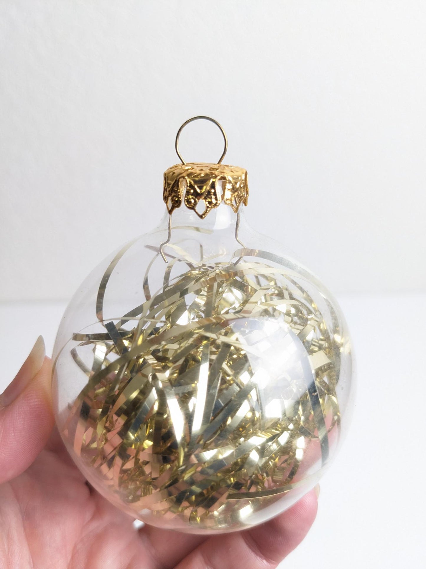 Vintage Gold Tinsel Christmas Ornament Set